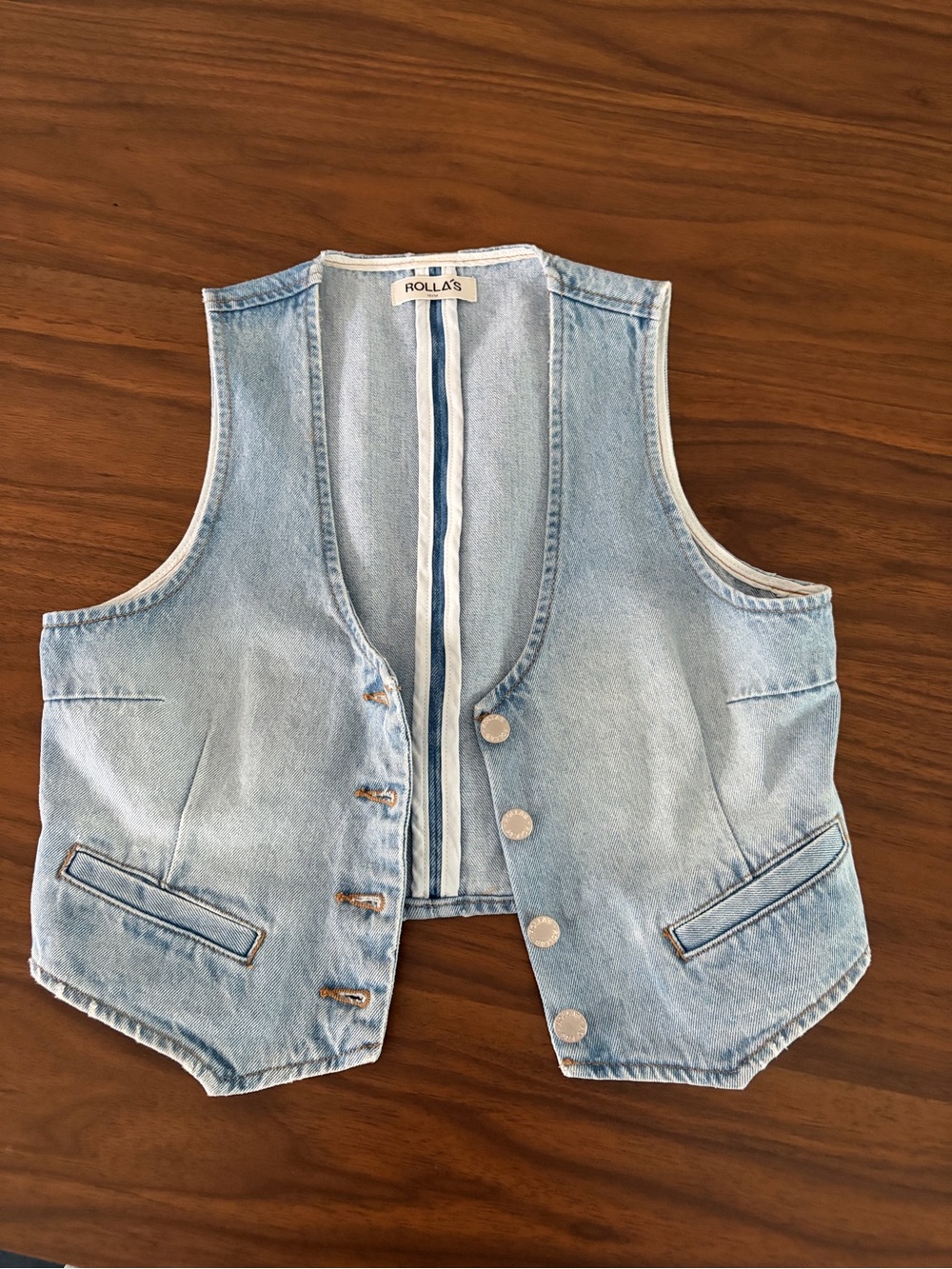 ROLLA'S Pale Blue Denim Vest with White Trim